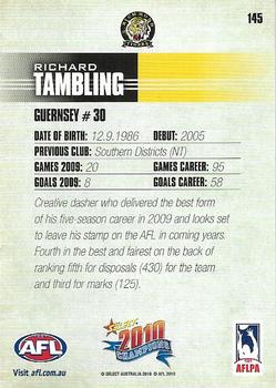2010 Select AFL Champions #145 Richard Tambling Back